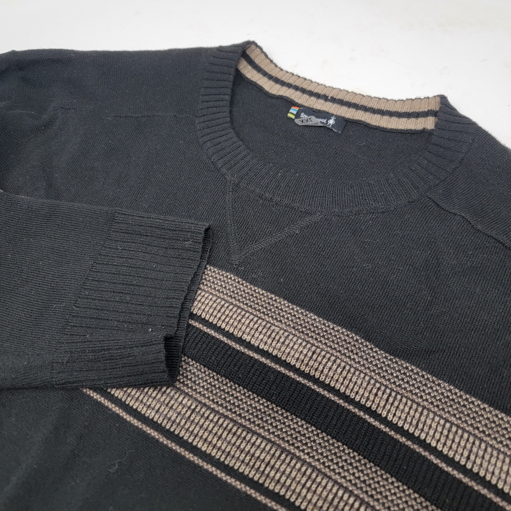 Smartwool Sparwood Stripe Crew‎ Neck Pullover Black Sweater Men's 2XL